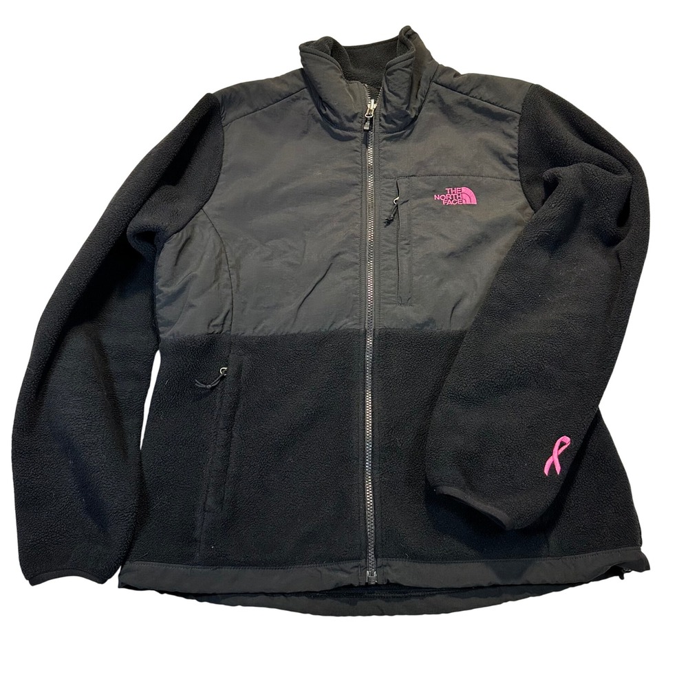The North Face Denali Fleece Jacket Womens M Black Pink‎ Ribbon Breast Cancer